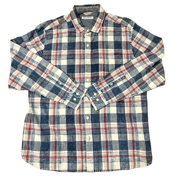 Tommy Bahama Mens XL Plaid Button Up Long Sleeve Shirt‎ Casual - Picture 2 of 8